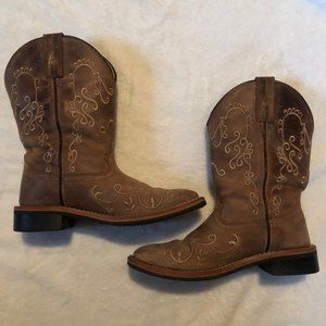 Smokey Mountain Boots Girls Brown Waxed Marilyn leather square toe Size 13.5R